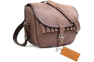Bantoro Crafts Caricatori per Sacchetti di cartucce in Vera Pelle Borsa da Caccia per tiro Borsa per Munizioni Porta cartucce per Fucili Caricatori a Caricamento rapido Tela