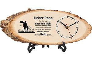KAAYEE Papa Geschenk Weihnachten, Holzuhr Geschenke für Papa zum Vatertag Geburtstag Valentinstag Ostern, Bester Geburtstagsgeschenk für Vater Männer von Tochter Sohn 1