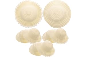 jojofuny DIY Malerei Strohhut Kinder Bemalen Hüte Handgemachte Hut Kappe Strand Sonnenhut Kunst Verkleiden Hüte für DIY Basteln Handwerk Spielzeug Deko 8 Stück Weiß