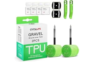 CYCLAMI 2PCS TPU Gravel Inner Tube 700C x 32"-47" Gravel & 29" MTB Bike Compatible with 700 x 32C-47C Road Bike 29'' Mountain Bike,FV 45mm/65mm(Include 2 Tyre levers)