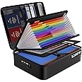 Fireproof Document Box 5200℉ File Organiser with Lock Waterproof and Fireproof Document Storage,Multi-Layer Portable Filing Box Home Office A4 Document organiser for Important Documents,Certificate