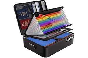‎ENGPOW Feuerfeste Dokumententasche mit 13 Fächer 5200℉ A4 Ordner Organizer Aufbewahrungsbox mit Schloss Tragbare Aktentasche Zuhause und Büro Dokumentenaufbewahrung für Wichtige Dokumente Zertifikate
