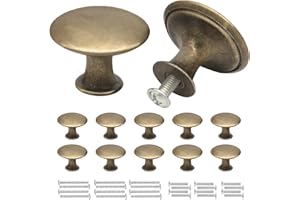 Misuyue Lot de 10 boutons de meuble vintage ronds avec vis - 30 mm - Pour tiroir, armoire, meubles, armoires de cuisine, armoire