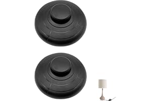 VULCYXA 2 Pièces Interrupteur à Pied Rond 250V / 5A pour Lampe Inline 2 ou 3 Fils - pour Sol et Table, Remplacement et Réparation, Noir