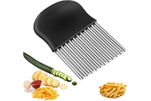 Elezenioc Wellenmesser Pommes , Kartoffelchips Wellenschneider, Gemüsehobel Edelstahl, Edelstahl Obst Salat Gemüse Messer, Wellenschnittmesser Baby Schneider