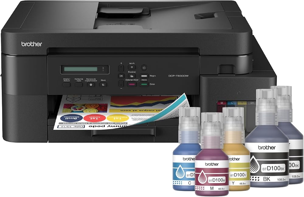 Brother InkBenefit Tank DCP-T830DW 3'ü 1 arada çok fonksiyonlu yazıcı renkli mürekkep püskürtmeli yazıcı | WLAN, dublex, ADF | aşırı yüksek menzilli mürekkep seti dahil