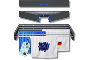 ‎HOMELLENCE WHERE HOME MEETS EXCELLENCE Homellence - Eleganter Wäscheständer Wand ausziehbar - Wandwäschetrockner ausziehbar platzsparend - Robuster Wäschetrockner Wand - Wäscheständer Wandmontage mit 6m Trockenlänge (100 cm, Anthrazit)