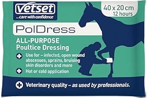 Horse Poultice Dressing | Veterinary Hoof and Wound Poultice for Horses, 40cm x 20cm | For Abscess, Swelling, Infection and Inflammation | Can Be Used Hot, Cold or Dry | PolDress by VetSet