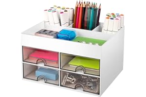 Miiepls Organiseur De Bureau Peu Encombrant Avec 4 Tiroirs - Organisateur Multifonction Pour Bureau