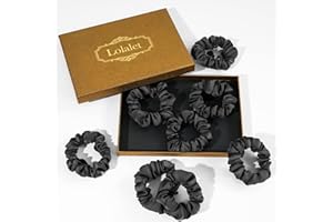 Lolalet 8 Chouchous en Satin Cheveux Élastique, Cheveux Ties Cordes, Satin Scrunchie Colorés, Chouchou Accessoires Cheveux pour Femme ou Filles -Noir