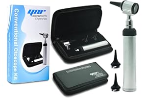 YNR Otoscope with LED – Portable Ear Scope Microscope for Diagnostic Examination, 4x Magnification, Rheostat Switch & Vegan Leather Case | Ear Wax Removal for Family, Pets, Students, Nurses & Doctors