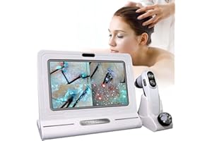 GEHPYYDS Skin Diagnosis Hair Analyzer,11inch 50X 200X Digital Charging Type Microscope Scalp Hair Follicle Skin Hair Detector Analyser Machine for Home, Beauty Salon Spa