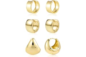 ALEXCRAFT 3 Pares Pendientes Mujer Plata 925 Chapado en 14K Oro, Pendientes Acero Inoxidable Mujer, Conjunto de Aretes Para Mujer Dorados Regalos Joyas Joyeria Fiesta