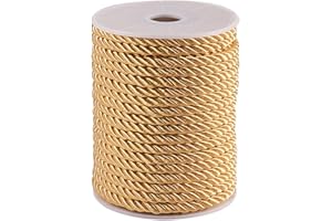 PH PandaHall 17m Corde Torsadée Dorée Corde en Nylon, Cordes de Soie Torsadées Cordon Rideaux pour décoration intérieure, Tapisserie d'ameublement, Embrasse de Rideau, 5mm