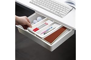 Zengest Cassetto sotto scrivania, autoadesivo, organizer per cassetti, scrivania, cassetto, da appendere, per ufficio, nascosto, casa, scuola (L)