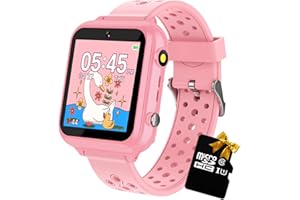 Retysaz Kids Smart Watch 24 Game 10 stories Smart Watch for kids Pedometer Phone Smartwatch for kids Great Gifts To Girls Boys (Pink-M1)…