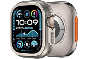 ZZDZZ Metall Schutzhülle Kompatibel mit Apple Watch Ultra 2/Ultra 49mm Hülle, 2 in 1 Kratzfest Rahmen Stoßstange mit Rücken Gehäuse für iWatch 49mm (Titanstahl)