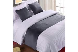 QRGMKL Premium Velvet Bed Runners Bedspread, Soft No Fading Bed Scarf Runner for Bedroom Wedding Room Home Hotel Bedding Decorations-Gray||2 Pillowcases(45X45cm)