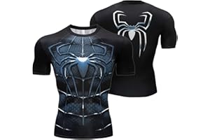 AVIERE T-shirt Da Supereroe Mens Spider Fitness T-shirt Attillate Avengers Compression Shirt Strato Base Per Adulti Mezze Maniche Teens Gym Manica Corta Iron Man T-shirt