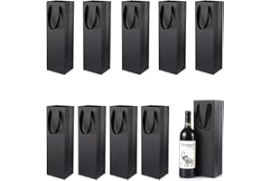 Vino Sacchetti Regalo, XiYee 10 Pacco Sacchetti Regalo per Bottiglie Borse Portabottiglia per Vino, Spumante o Champagne per Anniversario, Compleanno e Festival (BLACK02)