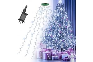 Gcstnn Christmas Tree Lights, 2m*16 Lines 400 LEDs Fairy Lights Mains Powered with 8 Light Modes,Memory & Timing Function,Waterproof for 1.5-2.5M(5-10ft) Christmas Tree Indoor and Outdoor- Cool White