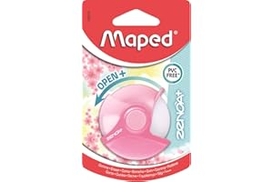 Maped - Gomme Zenoa Plus - Gomme Blanche Ronde avec Étui de Protection Rotatif à plus de 180° - Sans Phtalates - Sans PVC - Coloris Pastel Rose