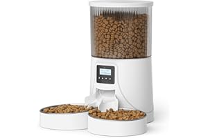 Tieker Automatic Cat Feeder for 2 Cats,10s Voice Recording, 4L Cat Feeder Automatic with Timer, Food Dispenser with Stainless Steel Bowl, 4 Meals Daily, Pet Feeders for Cats & Dogs, Dual Power Supply