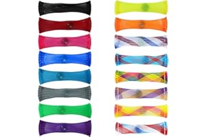 SIKAMARU 16 Stück gewebter Netzschlauch mit Marmorspielzeug, sensorisches Spielzeug, Mesh-Fingerspitzenspielzeug, Angstabbau, Spielzeug zum Stressabbau