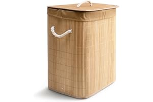 THE SECRET HOME — Ropero Plegable de Bambú Cuadrado con Tapa – Natural –Cesto Para la Organización del Hogar (Modelo 3, 40x30x50)