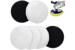 AETHERAURORA 6 Stück Polieraufsatz Kompatibel mit Exzenterschleifer, Polierpads 125mm, Lammwolle Polierscheiben Polierpads Polierhauben für Exzenterschleifer mit Klett für Auto, Autoscheinwerfer, Korkböden usw