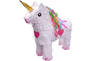 Goodtimes Pinata Einhorn Weiß/Gold 47cm hoch Partyspiel Zum Befüllen mit Süßigkeiten und zerschlagen Als Geschenkidee für Geburtstag Hochzeit JGA