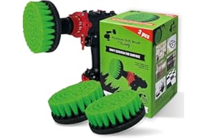 Kornely Brosse de Perceuse Premium – Mi-Dure 13 cm Verte Lot de 3 | Brosse de Nettoyage Anti-Rayures pour Plans de Travail, Plaques, Fours, Carreaux de Sol, Linoléum et Placards