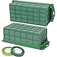 YOMUME Floral Foam Cage 2 Pieces, Flower Cage Holder with Foam for Fresh Flower Arrangement and Artificial Flowers, Dry Floral Foam Blocks for Wedding, Green Florist Foam