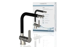 Schütte 79866 RIO armatura zlewozmywakowa, wygląd stali szlachetnej/czarny matowy