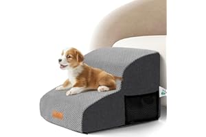 Masthome Dog Steps for Sofa,2-Step Non-Slip Dog Ramp with Removable & Washable Cover,30D High Density Foam Dog Stairs for Small Dogs Senior Injured Pets,40 x 30 x 40cm,Grey