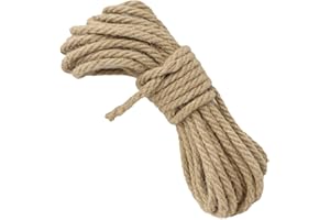 KuTi Kai Multi Functional Hemp Cord Ropes Soft Hemp Cord Ropes 6 mm Braided Cord (Natural-10M(32ft))