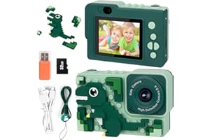 XTOERBUY Kids Camera for Boys&Girls with Building Blocks, Toddler Camera with 32GB SD Card for Ages 6-12 Years,2.4-inch 1080P HD Digital Video Camera, Christmas Birthday Festival Gifts (Green)