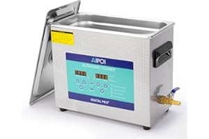 AIPOI Pulitore ad ultrasuoni 6.5L Pulitore Ultrasuoni con Timer e Riscaldamento, per la pulizia di gioielli, occhiali, parti metalliche, strumenti dentali, circuiti stampati, carburatore ecc