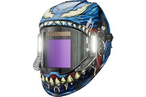 ANDELI Schweißhelme mit Lichtern, Panorama-180°-Sicht, 9,5 x 9,5 cm, für Schweißen, automatische Verdunkelung, echte Farbe, mit 4 Lichtbogen-Sensoren, Schweißhelm für Herren, für WIG, MIG, ARC