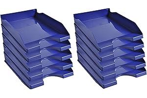 Exacompta - 123104D - juego de 10 bandejas carpetas de fundas ECOTRAY - dimensiones 34,5x25,5x6,5 cm - para documentos formato A4+ - color azul noche - certificado Blue Angel
