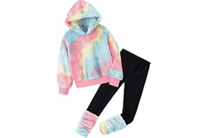 Arshiner Ragazza Set di Abbigliamento Invernale Bambine Felpa con Leggings Set Caldo e Morbido Due Pezzi Completi e Coordinati per Ragazze 5-14 Anni