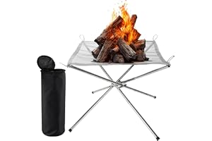 MIVIDE Bärbar eldstad för utomhusbruk, 56 cm (22 tum) stor vikbar eldstad för camping, vikbar fläta i rostfritt stål eldstad för camping picknick utomhus terrass trädgård