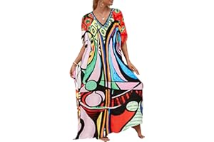 Bsubseach Luźne sukienki dla kobiet, krótki rękaw, strój kąpielowy, okrycie na co dzień, na urlop