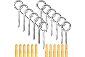 Catime 12 Pezzi M6*80mm Viti ad Occhiello Autofilettanti con Tubo di Espansione, Vite ad Anello in Acciaio Inossidabile, Gancio Vite a Occhio per Interni ed Esterni Sospeso