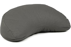 Bodhi Meditation Cushion Half Moon Mini | Yogi Moon Eco | 100% Organic Cotton Cover | Yoga Cushion Crescent Shaped with Buckwheat Filling | Crescent Moon Cushion for Yoga & Meditation | Anthracite