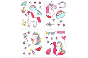 Nezyo 4 Paquetes Pegatinas Reflectantes para Bicicleta y Coche, Calcomanías de Unicornio Impermeable, Estética para Portátiles Móvil Casco Monopatín, 4 Estilos, Multicolor