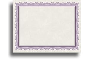 DESKTOP PUBLISHING SUPPLIES Blank Parchment Certificate Paper for Awards - Works with Inkjet/Laser Printers - Measures 8 1/2" x 11" - Purple Border - 25 Sheet Pack