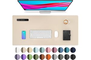 Aothia Podkładka na biurko, podkładka pod mysz ze skóry PU i antypoślizgowego zamszu, wielofunkcyjna podkładka na biurko, do laptopa, podkładka ochronna na stół do biura (80x40cm,Beżowy)