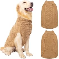 PAWCHIE Weihnachtlicher Hundepullover Mit Rollkragen & Leinenloch – Warm, Gestrickt, Für Kleine Bis Große Hunde, Elch-Motiv