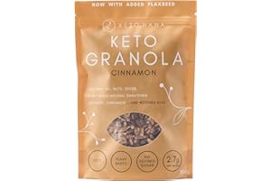 Keto Hana Céto Granola à la cannelle, sans céréales, sans produits laitiers, à base de plantes, sans sucres raffinés, sans gluten, 1,2 g de glucides, céréales de petit-déjeuner – 300 g
